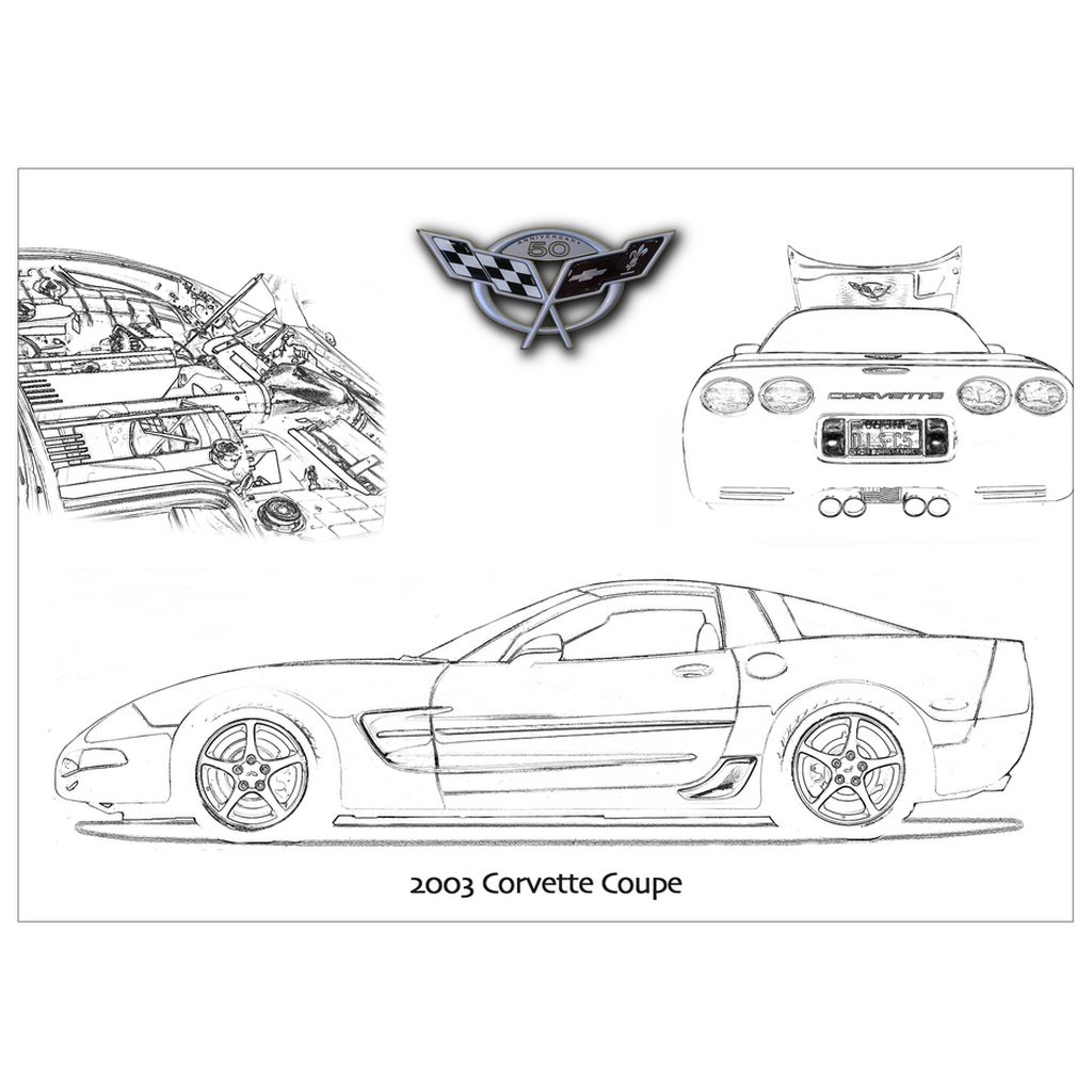 2003 Corvette Coupe Line Flat Cards