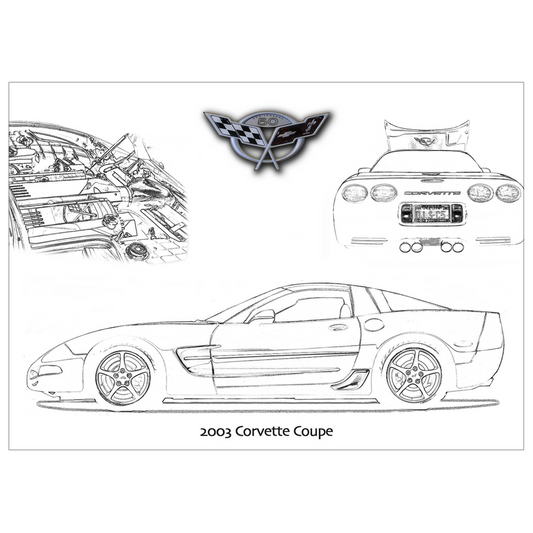 2003 Corvette Coupe Line Flat Cards
