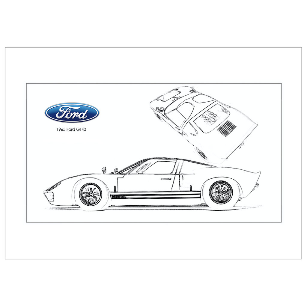 Ford GT 40 Lines Flat Cards